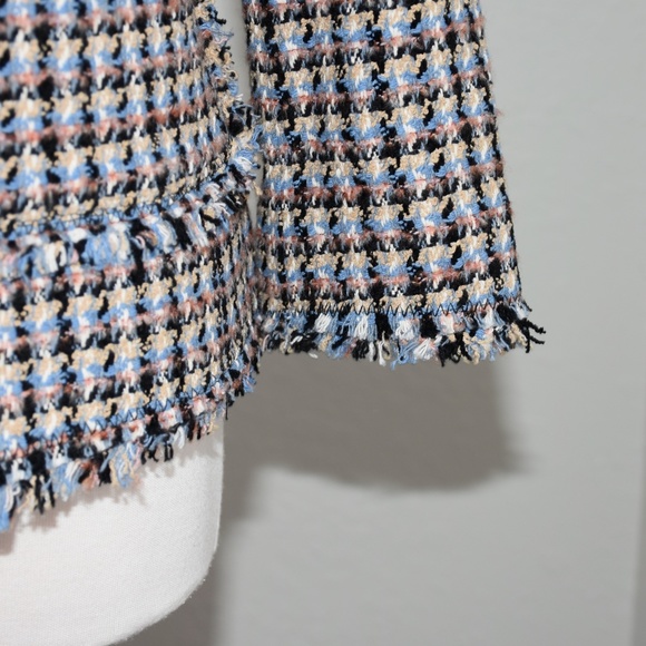 Rebecca Taylor HOUNDSTOOTH TWEED Blue/Black Tweed Blazer/Jacket NWT Sz 0 - Picture 15 of 15